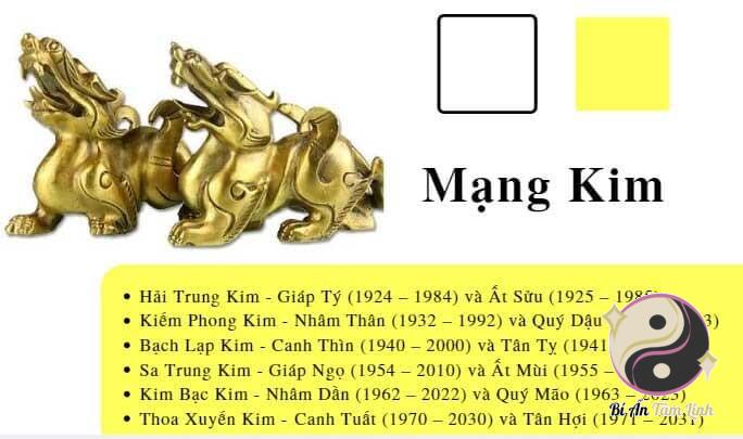 Những người thuộc mệnh kim theo thuyết phong thuỷ